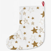 Roze Gouden Glitter Sterren Grote Kerstsok (Achterkant)