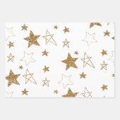 Roze Gouden Glitter Sterren Inpakpapier Vel (Voorkant 2)