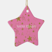 Roze Gouden Glitter Sterren Keramisch Ornament (Rechts)