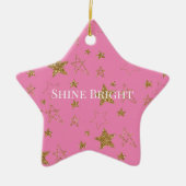 Roze Gouden Glitter Sterren Keramisch Ornament (Voorkant)