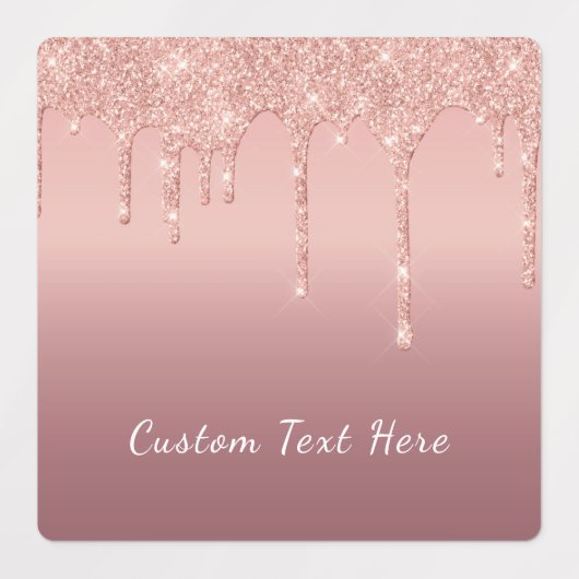 Roze Gouden Glitter Stickers Gepersonaliseerde Tek (Design 1)