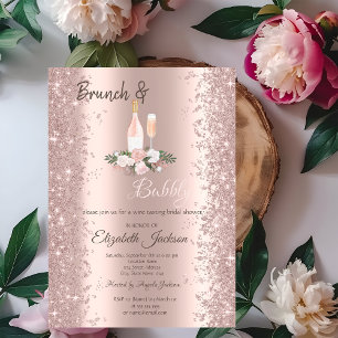 Roze Gouden Glitter Stof Brunch Rozen Bruidsmeisje Kaart