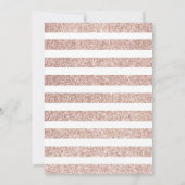 Roze Gouden Glitter Streep Bruiloft Kaart (Achterkant)