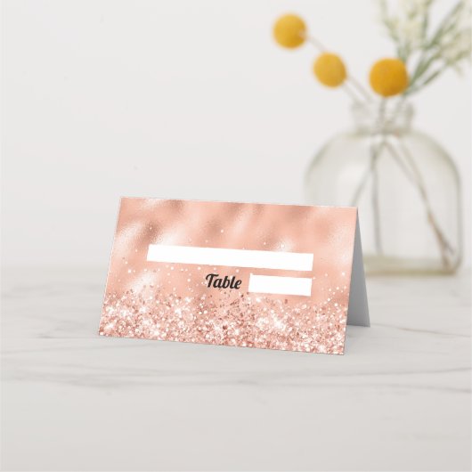 Roze Gouden Glitter Sweet 16 Plaatskaart Plaatskaartje (Voorkant)