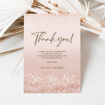 Roze Gouden Glitter Sweet 16 Verjaardag Bedankkaar
