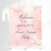 Roze Gouden Glitter Sweet 16 Welkomstbord Poster