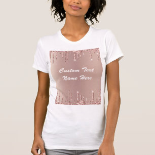 Roze Gouden Glitter T-shirt Met Persoonlijke Tekst