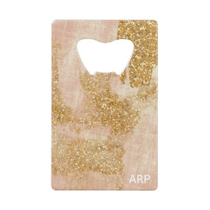 *~* Roze Gouden Glitter Textured Distressed Golden Creditkaart Flessenopener