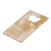 *~* Roze Gouden Glitter Textured Distressed Golden Creditkaart Flessenopener (Achterkant Gekanteld)