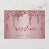 Roze Gouden Glitter Trouwreceptie Details Informatiekaartje (Voorkant)