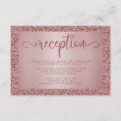 Roze Gouden Glitter Trouwreceptie Details Informatiekaartje (Achterkant)