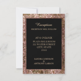 Roze Gouden Glitter Trouwreceptiekaart Kaart