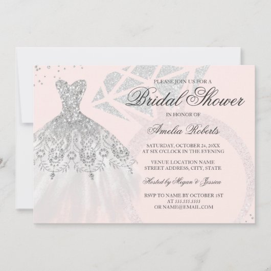 Roze Gouden Glitter Trouwring Bruiloft Kaart (Voorkant)