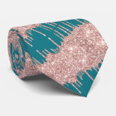 Roze Gouden Glitter Turquoise Das (Opgerold)