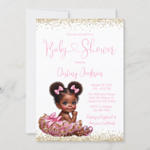 Roze Gouden Glitter Tutu Afrikaans Meisje Baby sho Kaart