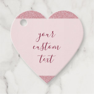 Roze Gouden Glitter Uitzicht Aangepaste Tekst Hart Bedankjes Labels