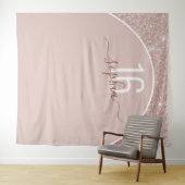 Roze Gouden Glitter Verjaardag Aangepaste Boog Ach Wandkleed (In Situ (horizontaal))