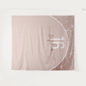 Roze Gouden Glitter Verjaardag Aangepaste Boog Ach Wandkleed (Voorkant (horizontaal))