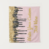 Roze Gouden Glitter Verjaardag Fotocabine Achtergr Wandkleed (Voorkant)