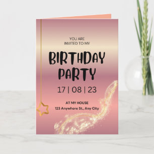 Roze Gouden Glitter Verjaardags Confetti Kaart