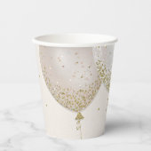 Roze & Gouden Glitter Verjaardagsfeestballonnen Papieren Bekers (Voorkant)