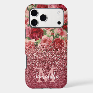 Roze Gouden Glitter Vintage Rode Roze Bloemig