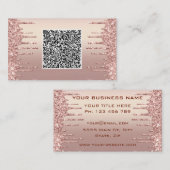 Roze Gouden Glitter Visitekaartjes met QR-code (Voorkant / Achterkant)