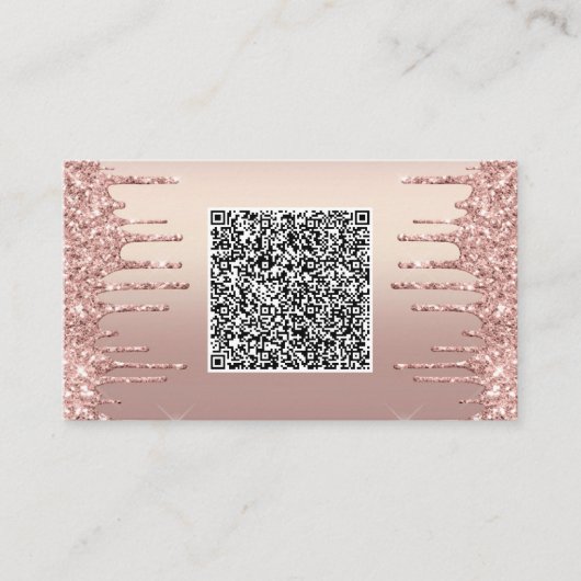 Roze Gouden Glitter Visitekaartjes met QR-code (Voorkant)