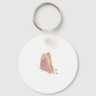 Roze Gouden Glitter Vlinder Esthetisch Sleutelhanger