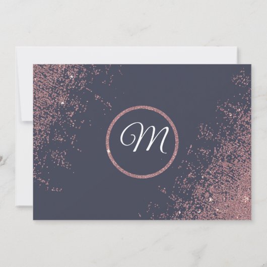 Roze Gouden Glitter Vonken Marineblauw Bewaar Data Kaart (Achterkant)