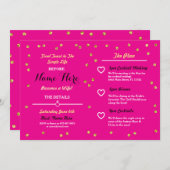 Roze Gouden Glitter Vrijgezellenfeest Reisroute Ui Kaart (Voorkant / Achterkant)