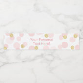 Roze & Gouden Glitter Waterfles Etiket Baby shower (Enkel label)