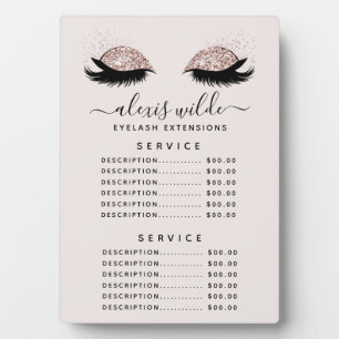Roze Gouden Glitter Wimpers Salon Prijs Menu Bord Fotoplaat