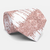Roze Gouden Glitter Witte Herenstrik Stropdas (Opgerold)