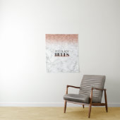 Roze Gouden Glitter Witte Marmeren BossLady Regels Wandkleed (In situ)