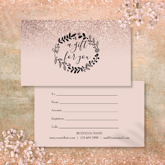 Roze Gouden Glitter Zakelijke Categorie Certificaa Notitiekaartje