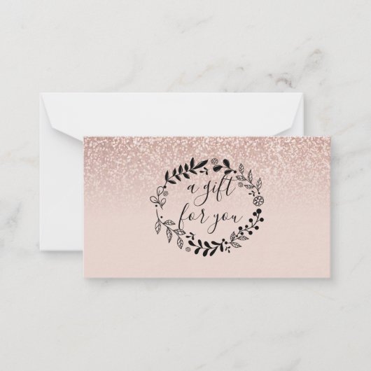 Roze Gouden Glitter Zakelijke Categorie Certificaa Notitiekaartje (Voorkant)