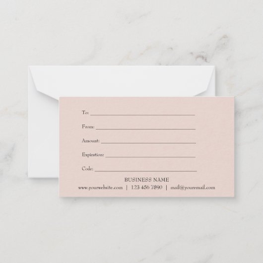 Roze Gouden Glitter Zakelijke Categorie Certificaa Notitiekaartje (Achterkant)