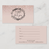 Roze Gouden Glitter Zakelijke Categorie Certificaa Notitiekaartje (Voorkant / Achterkant)