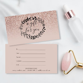 Roze Gouden Glitter Zakelijke Ciftcertificaat Visitekaartje