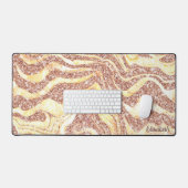 Roze Gouden Glitter Zebra Naam Monogram Luxe Bureaumat (Keyboard & Muis)