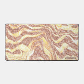 Roze Gouden Glitter Zebra Naam Monogram Luxe Bureaumat (Voorkant)