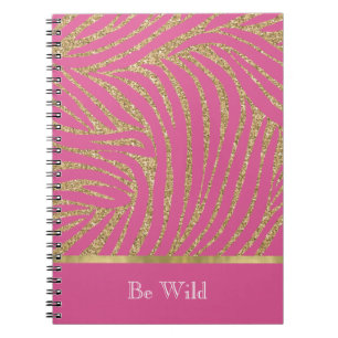 Roze Gouden Glitter Zebra Notitieboek