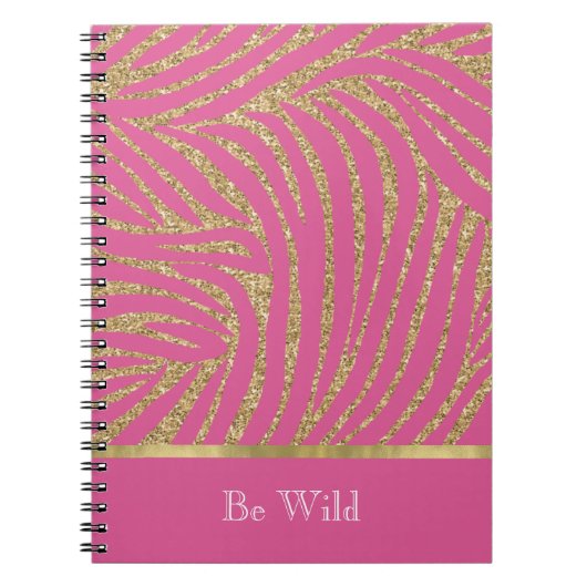 Roze Gouden Glitter Zebra Notitieboek (Voorkant)