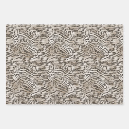 Roze Gouden Glitter Zebra Print Inpakpapier Vel (Voorkant 2)