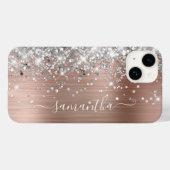Roze Gouden Glitter Zilver Glam Meisjesachtige Han Case-Mate iPhone Case (Achterkant (horizontaal))