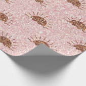 Roze Gouden Glitter Zonsondergang Patroon Ontwerp Cadeaupapier (Hoek)