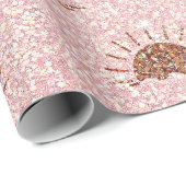 Roze Gouden Glitter Zonsondergang Patroon Ontwerp Cadeaupapier (Rol Hoek)