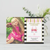 Roze gouden glitter zwart Llama verjaardagsfeestje Kaart (Staand voorkant)