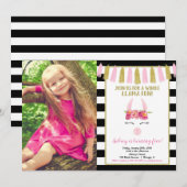 Roze gouden glitter zwart Llama verjaardagsfeestje Kaart (Voorkant / Achterkant)